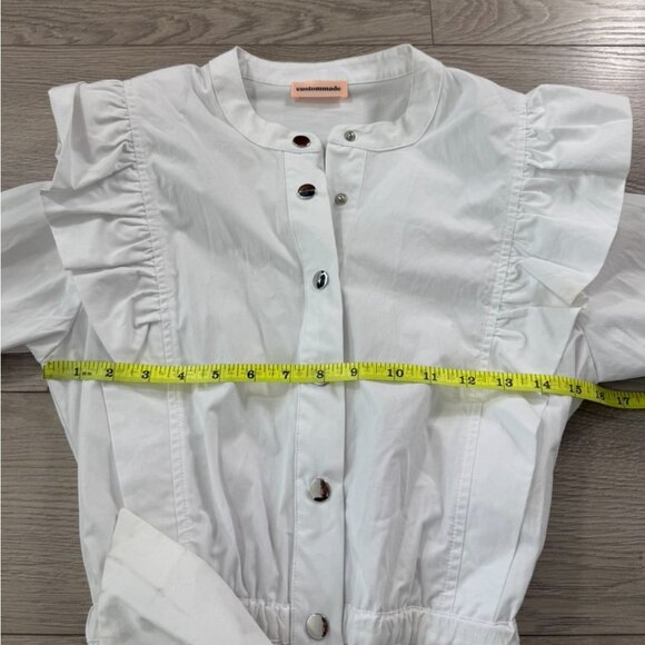 CUSTOMMADE White Ruffle Long Sleeve Cotton Jumpsuit - Picture 13 of 16